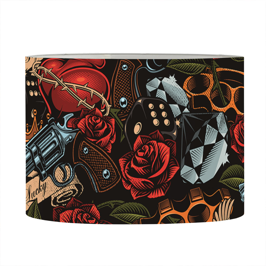 Old School Tattoo Print Drum Lamp Shade