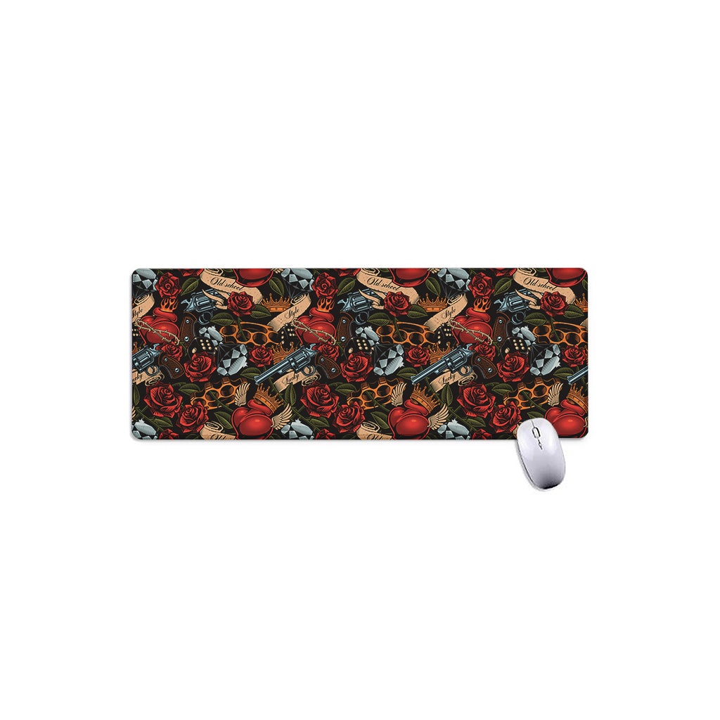 Old School Tattoo Print Extended Mouse Pad