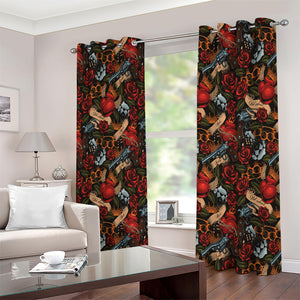 Old School Tattoo Print Extra Wide Grommet Curtains