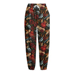 Old School Tattoo Print Fleece Lined Knit Pants