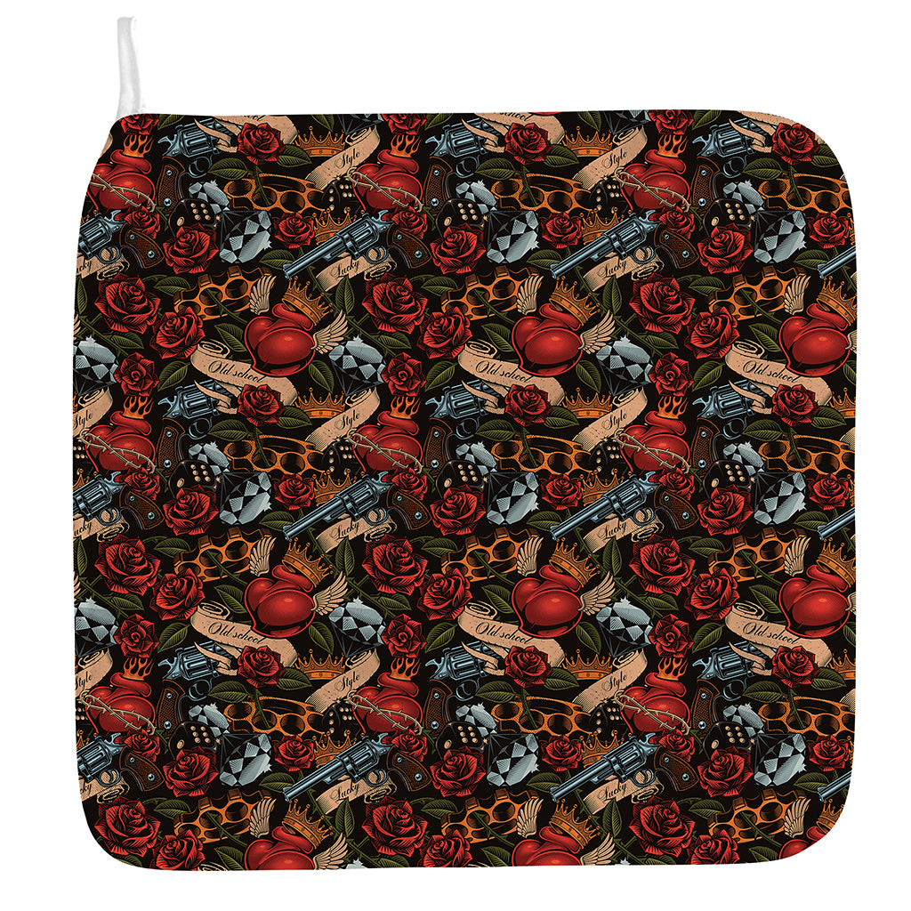 Old School Tattoo Print Hand Towel
