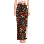 Old School Tattoo Print High Slit Maxi Skirt