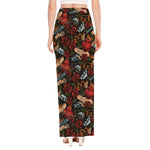 Old School Tattoo Print High Slit Maxi Skirt