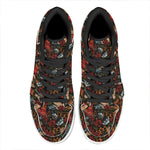 Old School Tattoo Print High Top Leather Sneakers