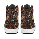 Old School Tattoo Print High Top Leather Sneakers