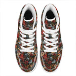 Old School Tattoo Print High Top Leather Sneakers