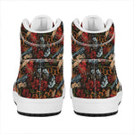 Old School Tattoo Print High Top Leather Sneakers