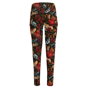 Old School Tattoo Print High-Waisted Pocket Leggings