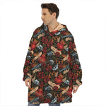 Old School Tattoo Print Hoodie Blanket