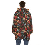 Old School Tattoo Print Hoodie Blanket