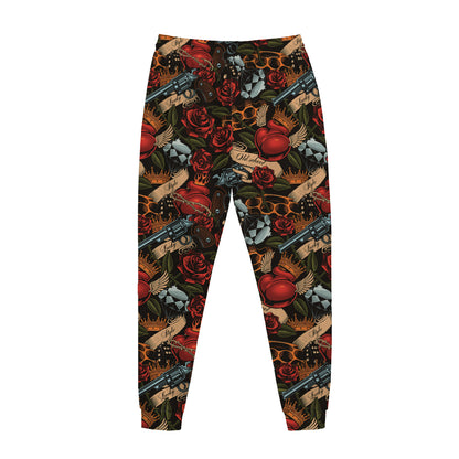 Old School Tattoo Print Jogger Pants