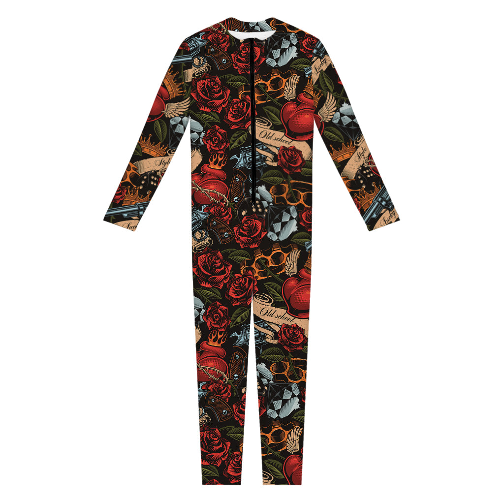 Old School Tattoo Print Jumpsuit