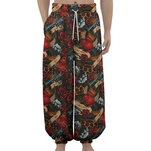 Old School Tattoo Print Lantern Pants