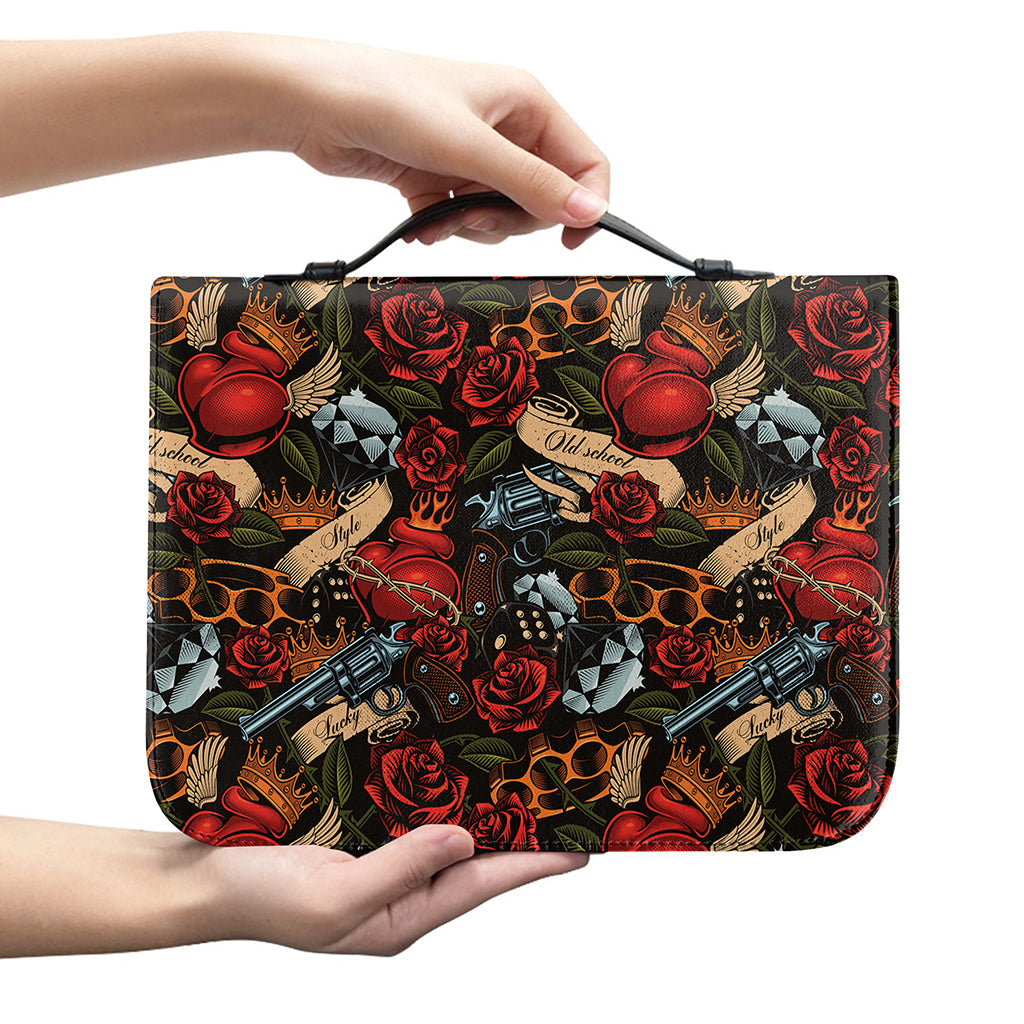 Old School Tattoo Print Leather Bible Cover