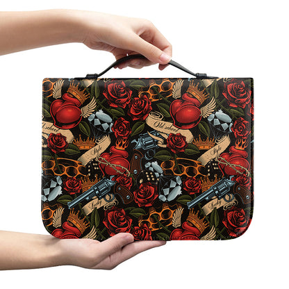 Old School Tattoo Print Leather Bible Cover