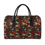 Old School Tattoo Print Leather Duffle Bag