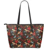 Old School Tattoo Print Leather Tote Bag