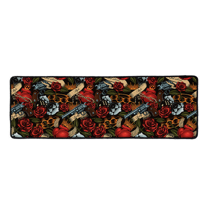 Old School Tattoo Print Long Kitchen Mat