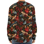 Old School Tattoo Print Long Sleeve Baseball Jersey