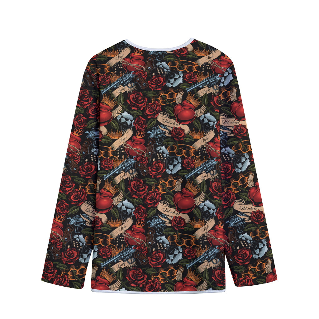 Old School Tattoo Print Long Sleeve Short Coat