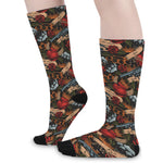 Old School Tattoo Print Long Socks