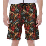 Old School Tattoo Print Men's Beach Shorts
