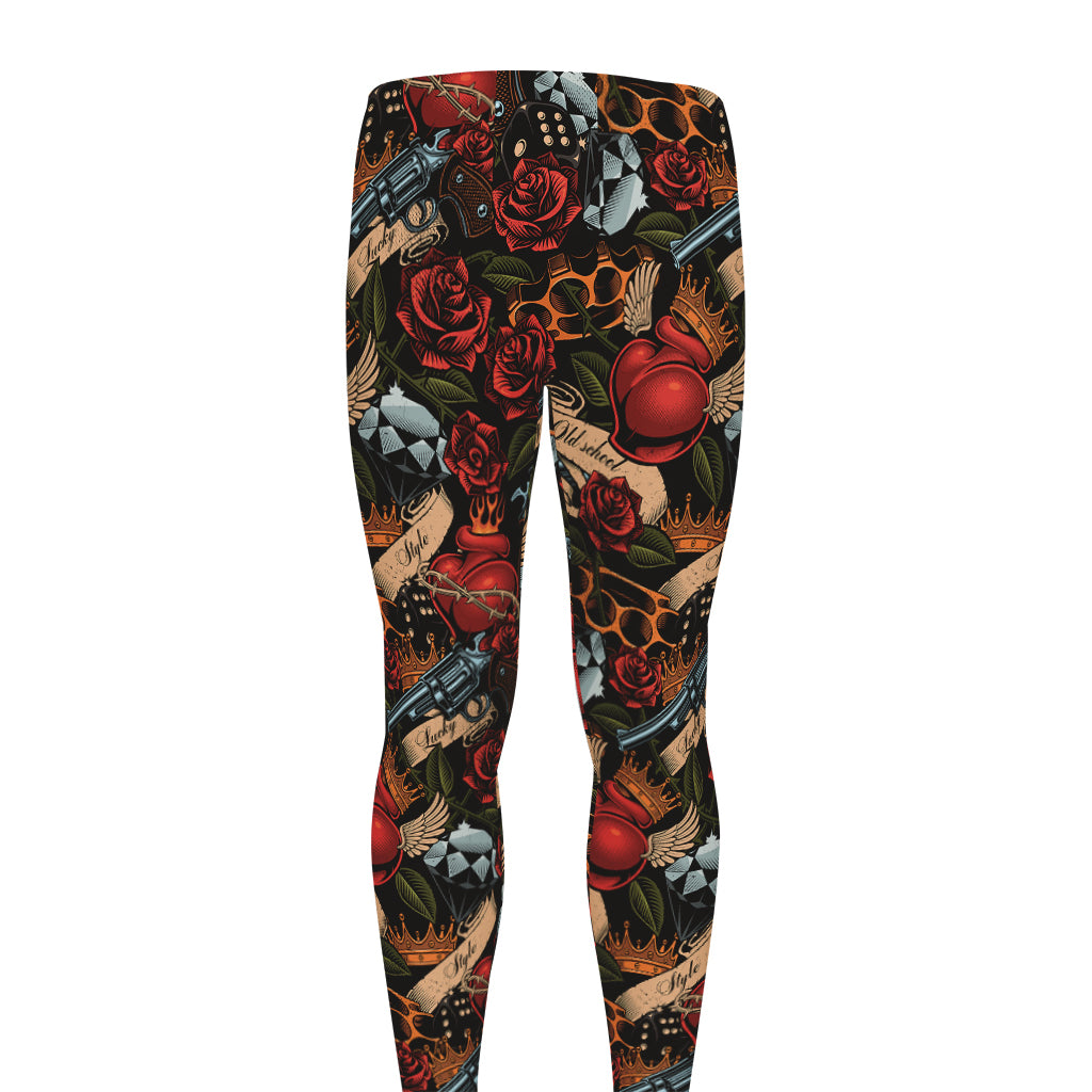 Old School Tattoo Print Men's leggings