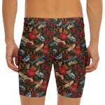 Old School Tattoo Print Men's Long Boxer Briefs