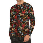 Old School Tattoo Print Men's Long Sleeve Rash Guard