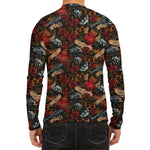 Old School Tattoo Print Men's Long Sleeve Rash Guard