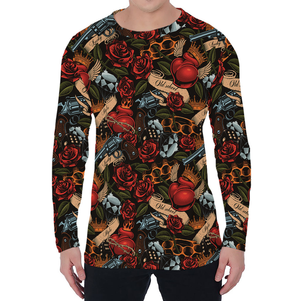 Old School Tattoo Print Men's Long Sleeve T-Shirt