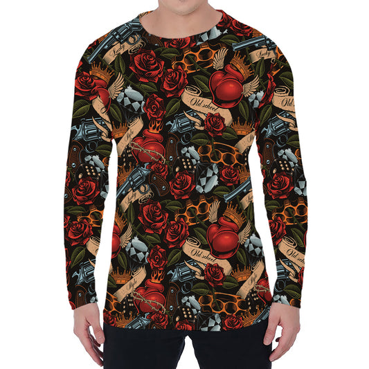 Old School Tattoo Print Men's Long Sleeve T-Shirt