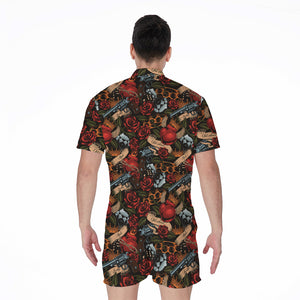 Old School Tattoo Print Men's Rompers