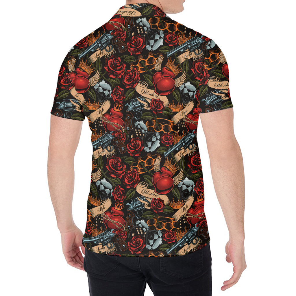 Old School Tattoo Print Men's Shirt