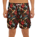 Old School Tattoo Print Men's Split Running Shorts