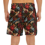 Old School Tattoo Print Men's Split Running Shorts