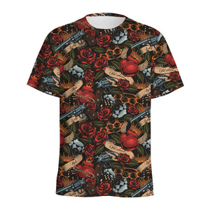 Old School Tattoo Print Men's Sports T-Shirt