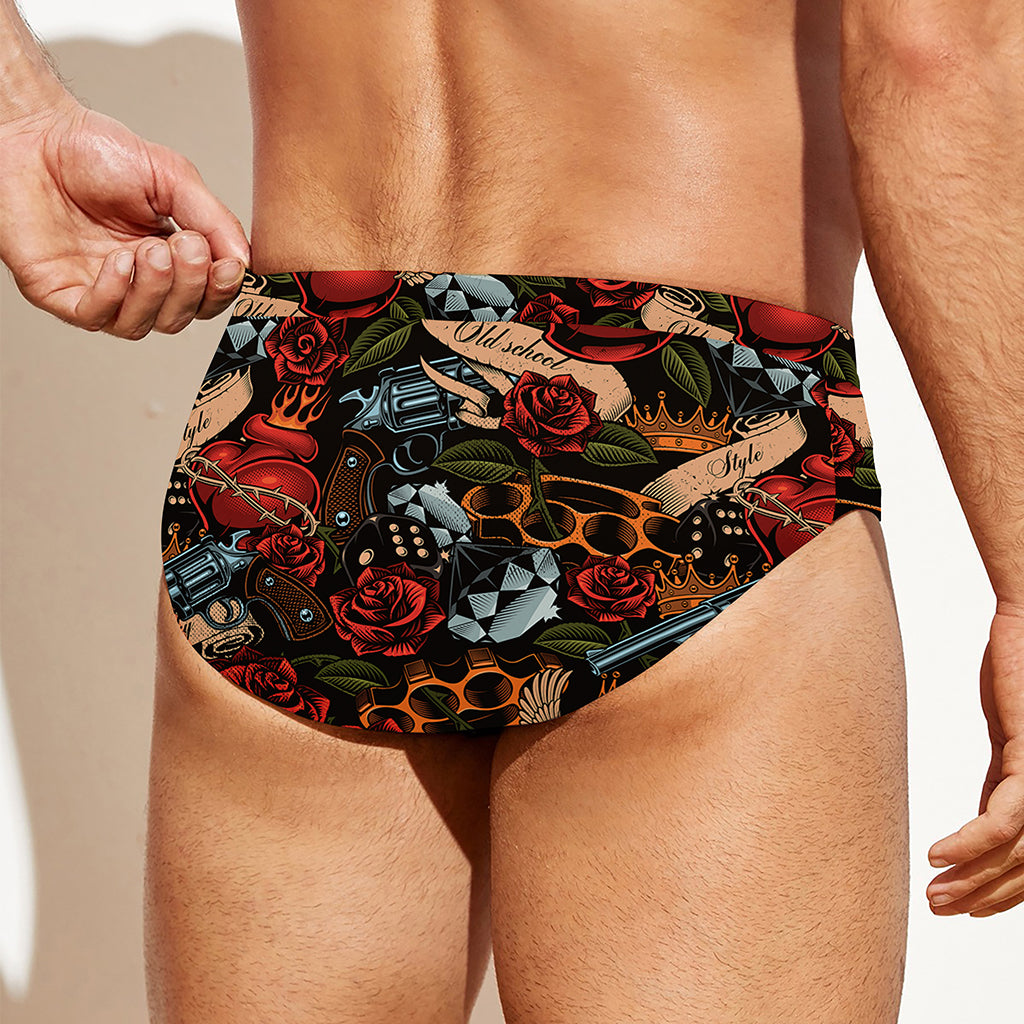 Old School Tattoo Print Men's Swim Briefs