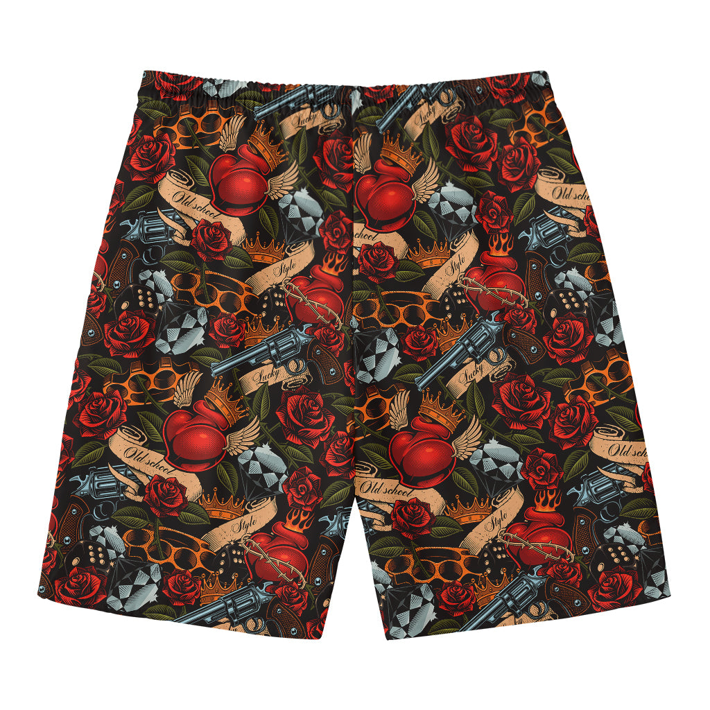 Old School Tattoo Print Men's Swim Trunks