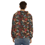 Old School Tattoo Print Men's Velvet Pullover Hoodie