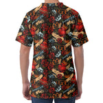 Old School Tattoo Print Men's Velvet T-Shirt