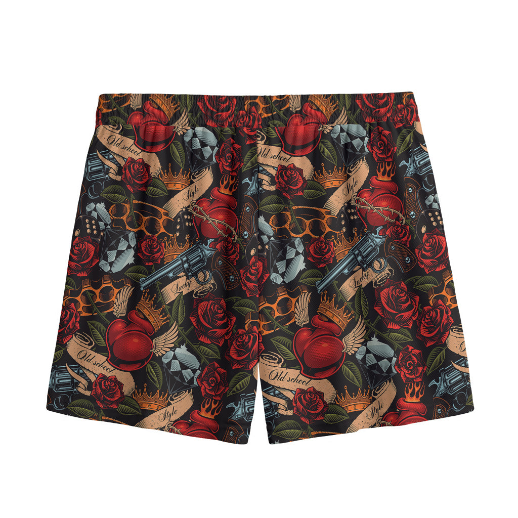 Old School Tattoo Print Mesh Shorts