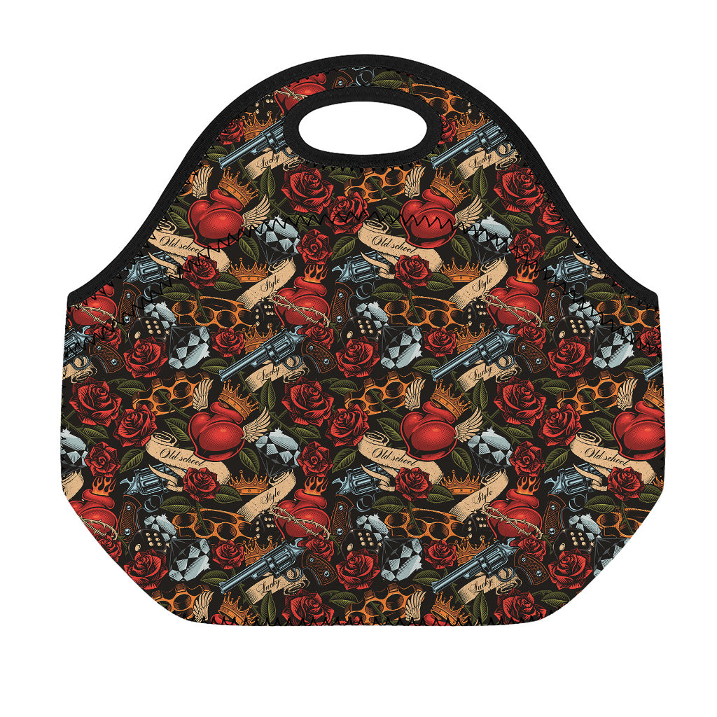 Old School Tattoo Print Neoprene Lunch Bag