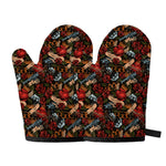 Old School Tattoo Print Oven Mitts