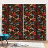 Old School Tattoo Print Pencil Pleat Curtains