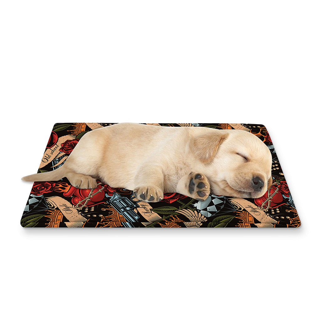 Old School Tattoo Print Pet Cooling Mat Cover