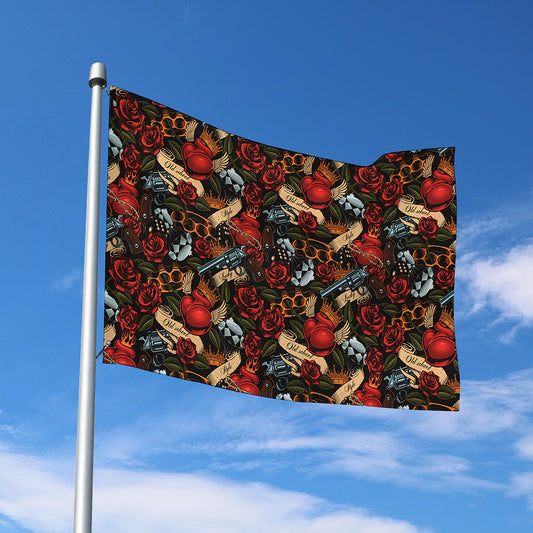 Old School Tattoo Print Polyester Flag