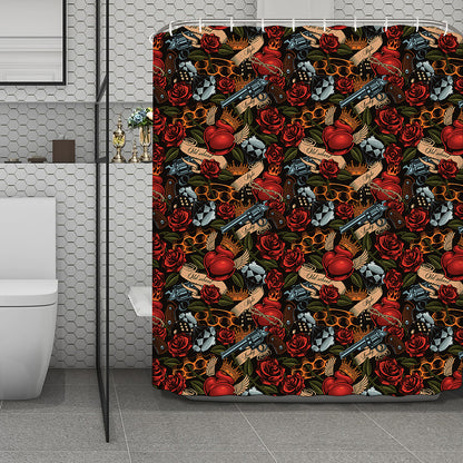 Old School Tattoo Print Polyester Shower Curtain