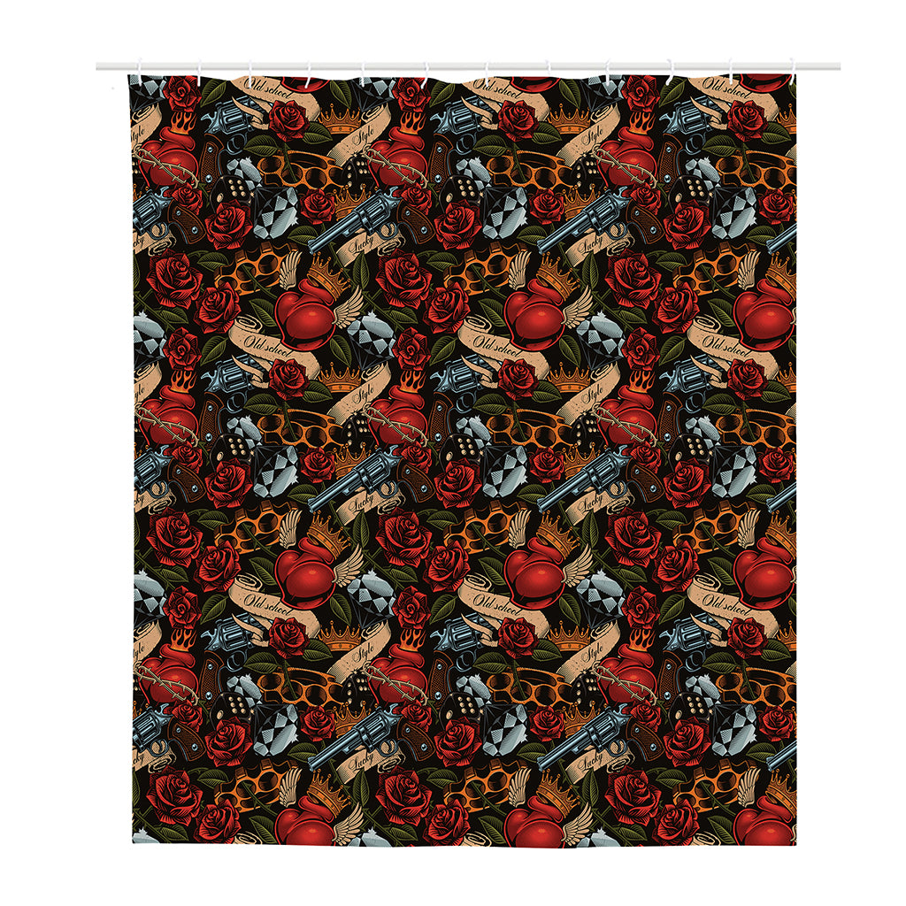 Old School Tattoo Print Polyester Shower Curtain