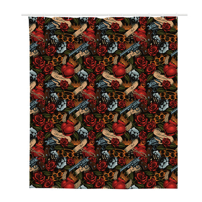 Old School Tattoo Print Polyester Shower Curtain